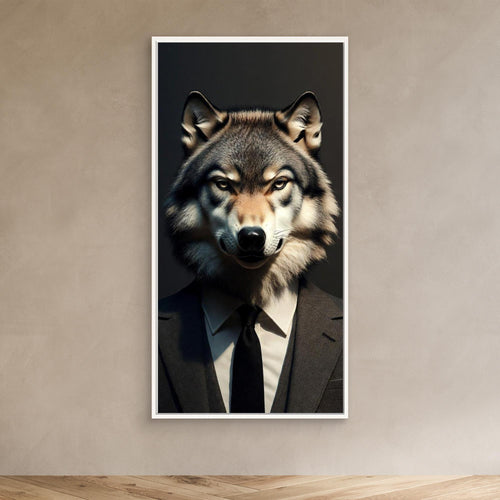 Alpha Executive – Realistic Wolf in Suit Wall Art