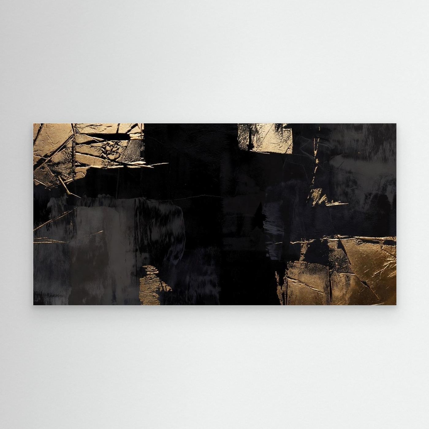 Gilded Shadow – Black Abstract Wall Art