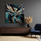 Teal Phoenix Rebirth – Quadro astratto per uomini
