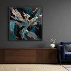 Teal Phoenix Rebirth – Quadro astratto per uomini