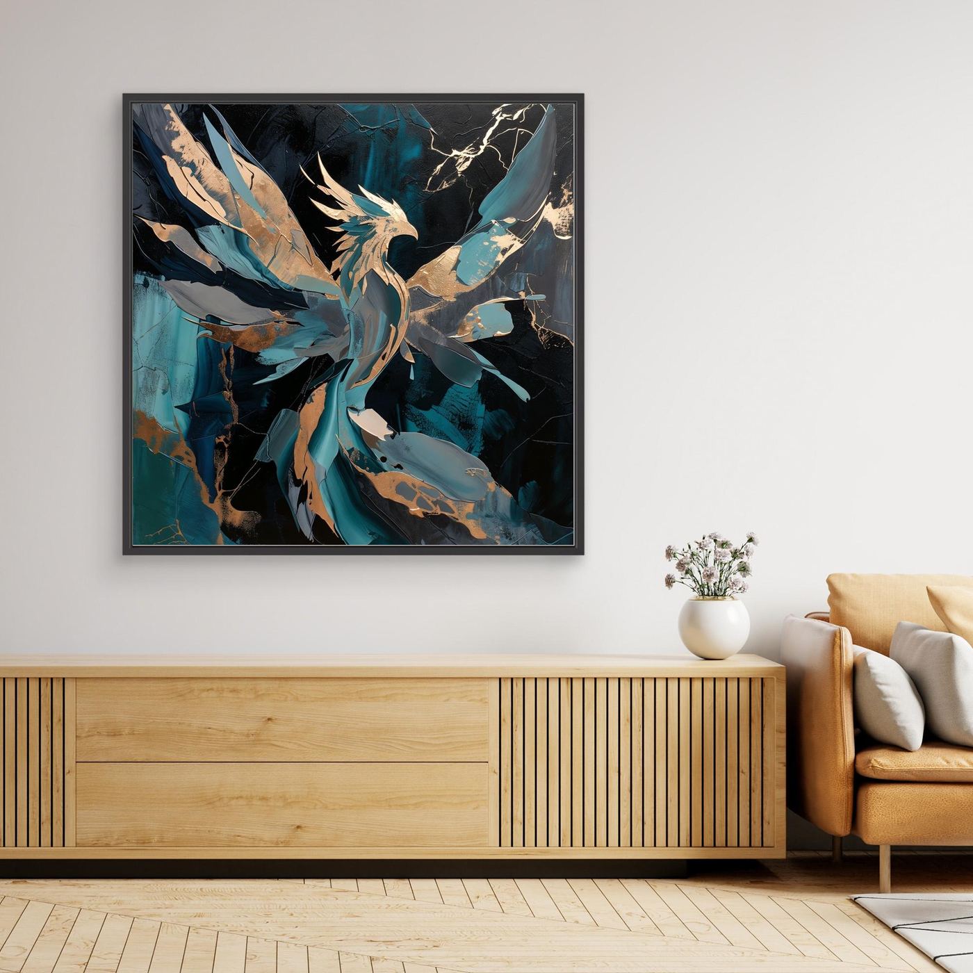 eal Phoenix Rebirth – Abstract Wall Art for Men