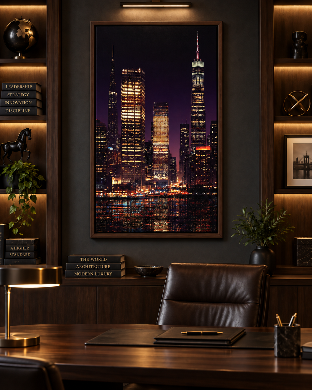 Die Skyline von New York City bei Nacht