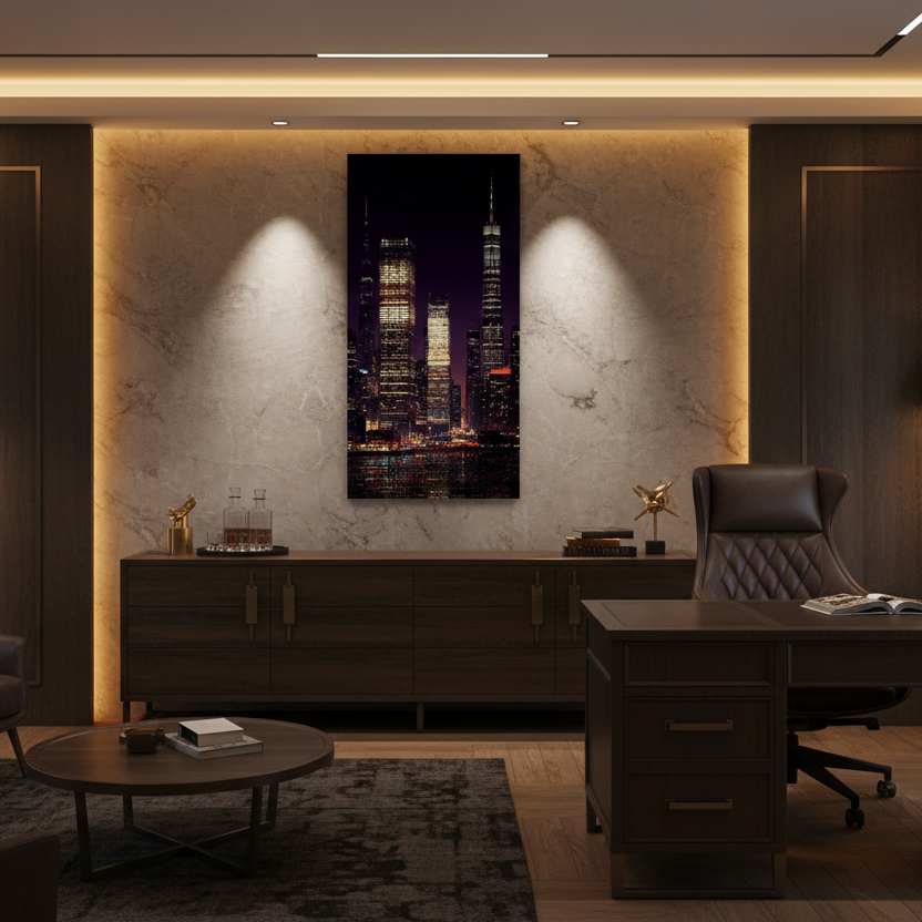 New York City Skyline at Night – Modern Cityscape Wall Art
