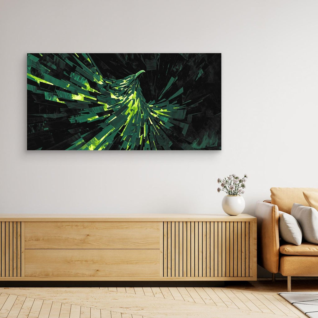 Emerald Phoenix Surge – Abstract Wall Art for Men