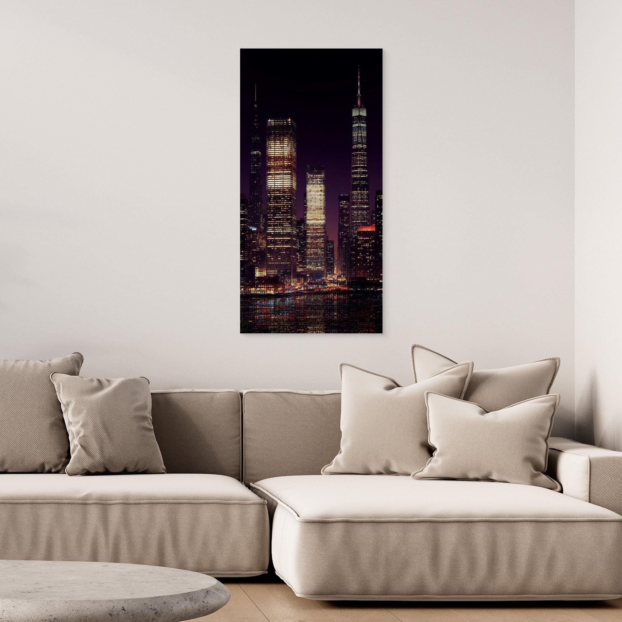 New York City Skyline at Night – Modern Cityscape Wall Art