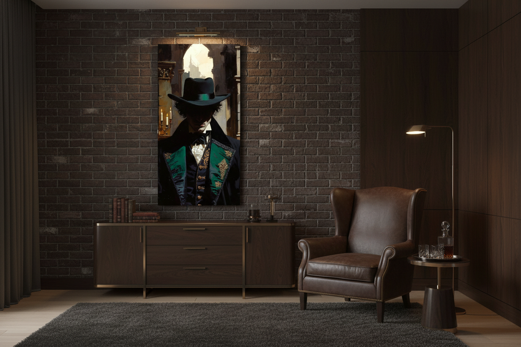 Tableau Dracula – Art de portrait gothique émeraude