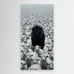 Blue Eyes Black Lion Among Sheep