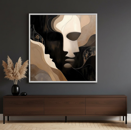 Between two minds abstract art faces