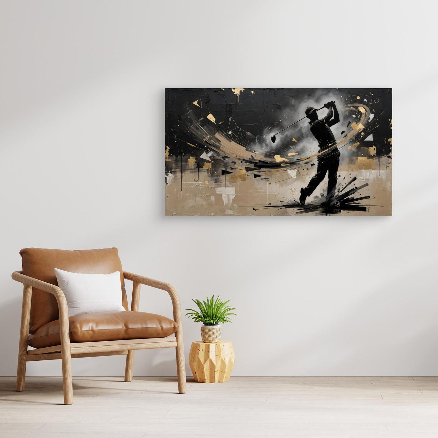 Golden Swing – Abstract Golf Wall Art**