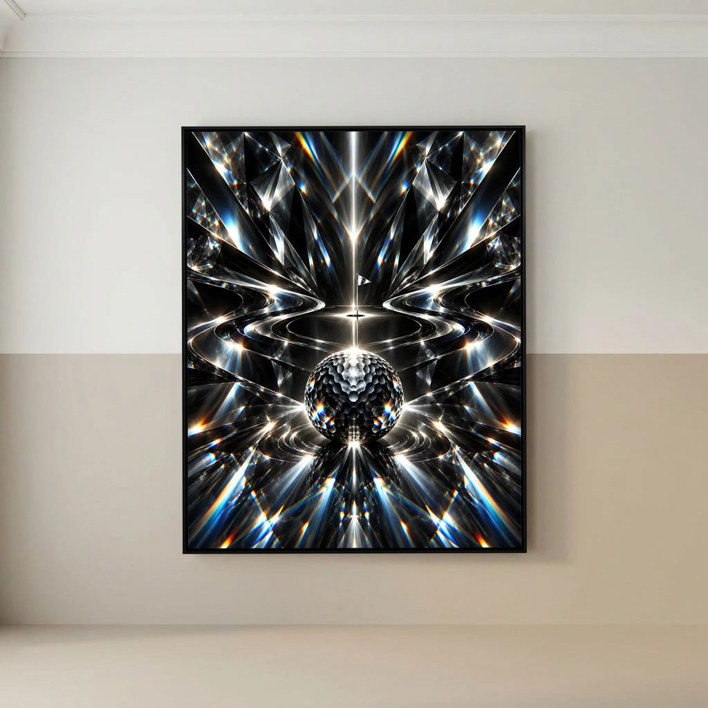 Crystal Links abstract golf wall art framed canvas in white frame