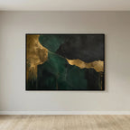 Emerald Dominion – Lüks Zümrüt Yeşili ve Altın Soyut Duvar Sanatı | Mens Wall Co.
