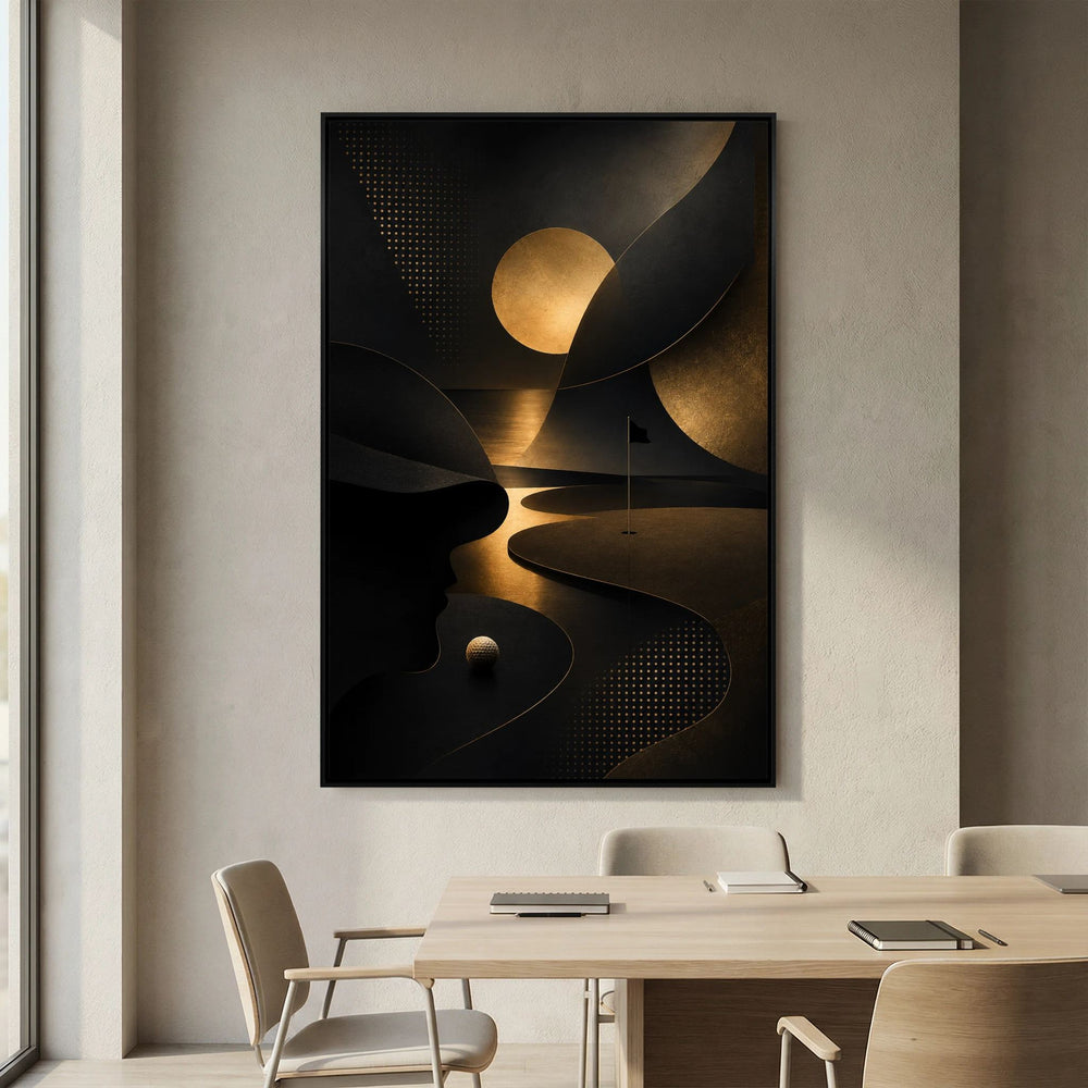 Noir Links luxury golf art framed canvas in black frame