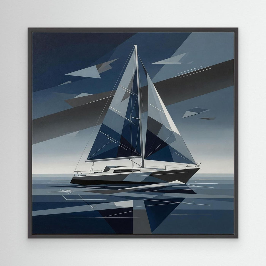 Silent Drift – Arte astratta geometrica di una barca a vela