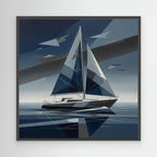 Silent Drift – Arte astratta geometrica di una barca a vela