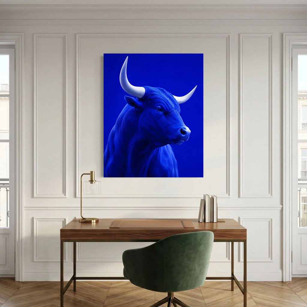 Monochrome Blue Bull Portrait