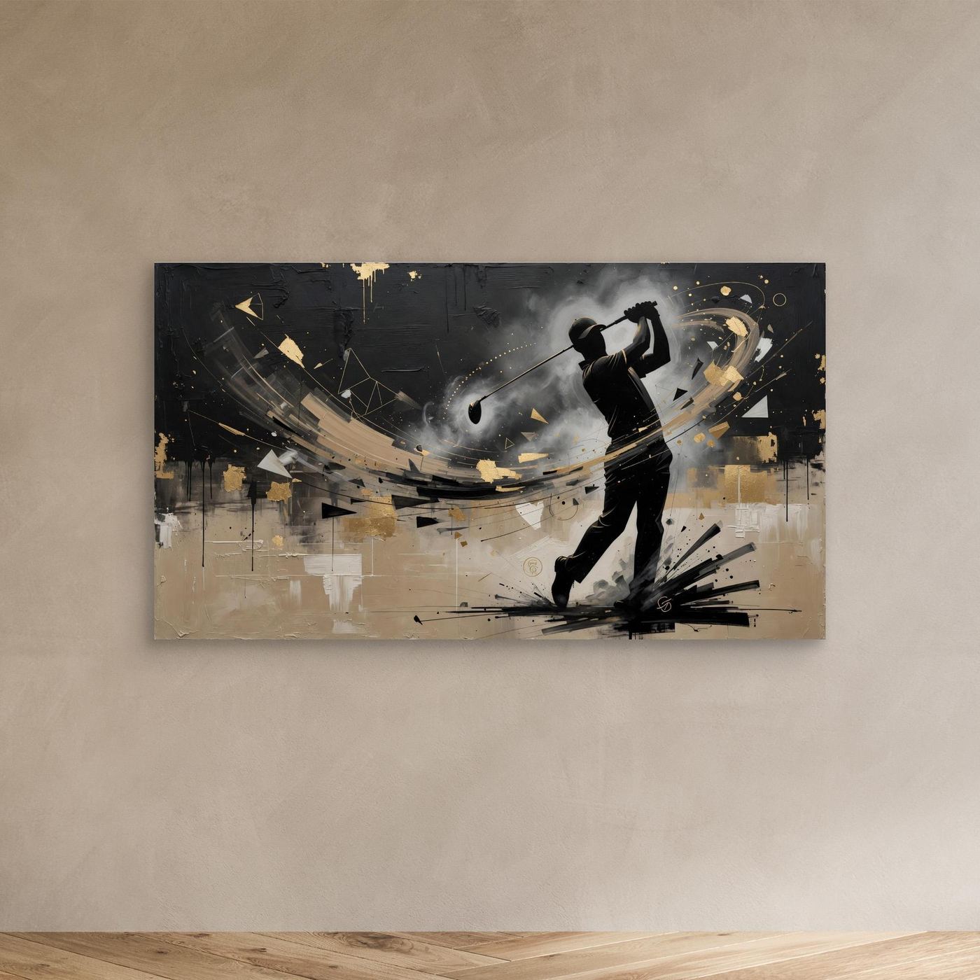 Golden Swing – Abstract Golf Wall Art**