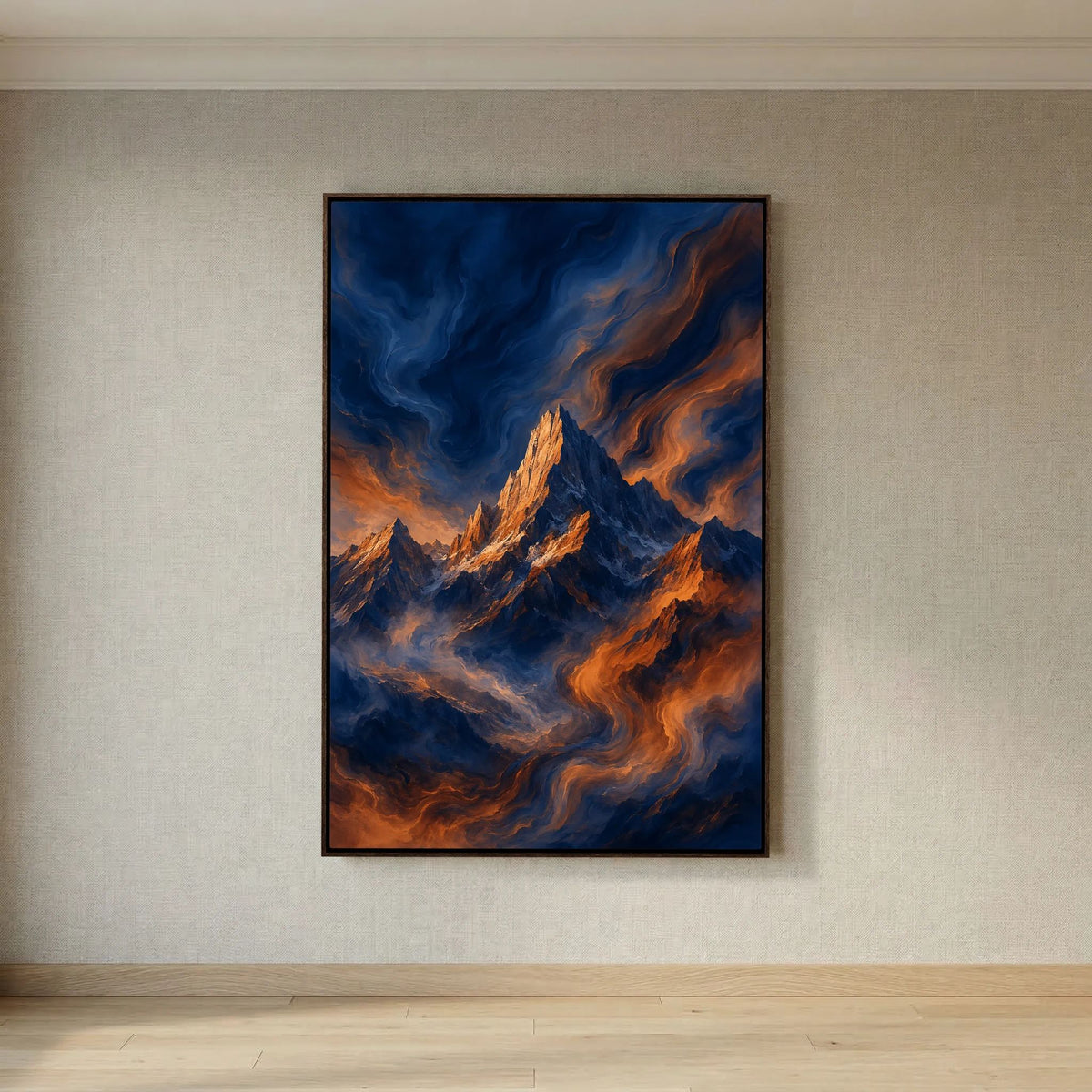 Burning Summit – Abstract Mountain Painting