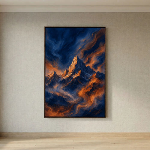 Burning Summit – Abstract Mountain Painting