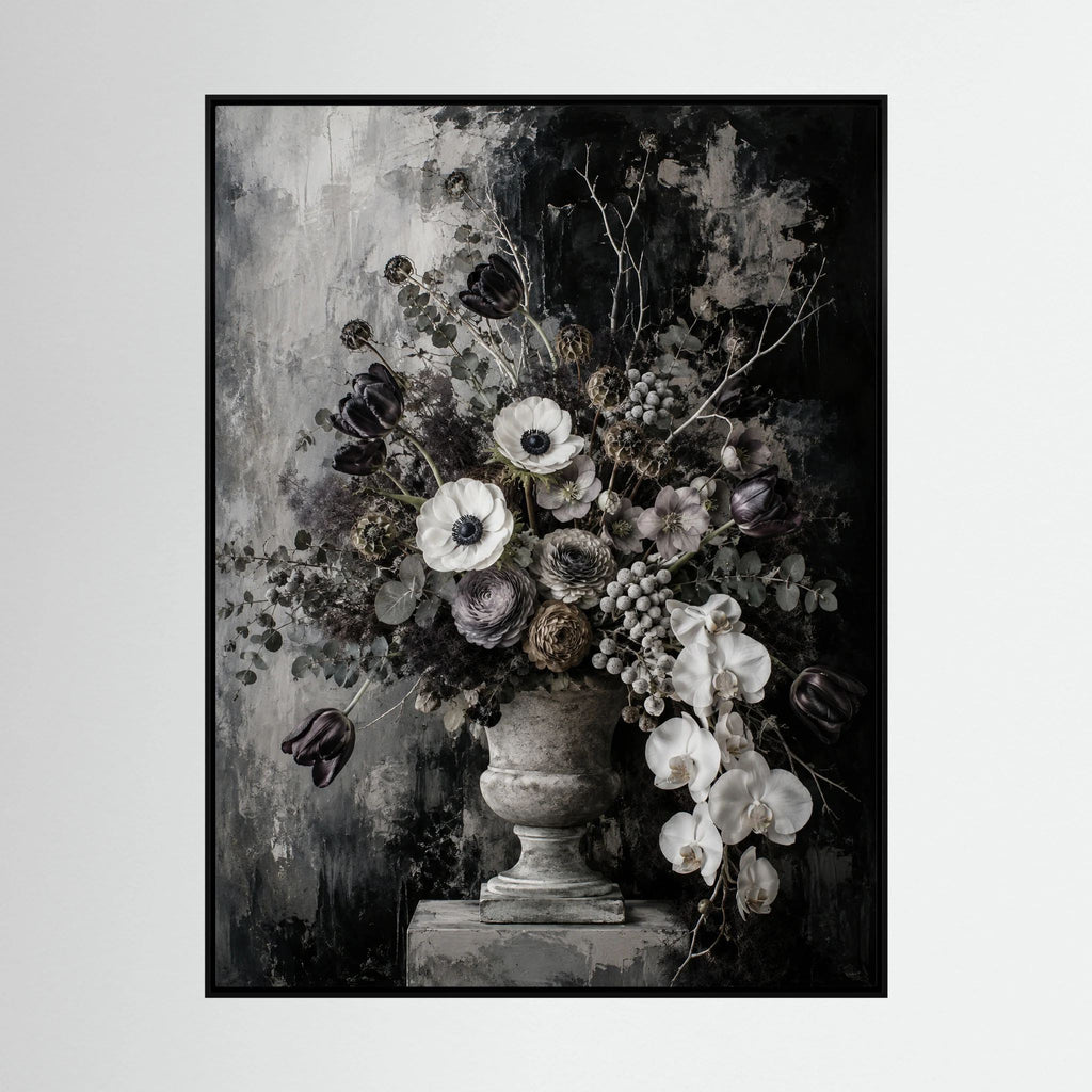 While You’re Here – Quadro floreale in bianco e nero