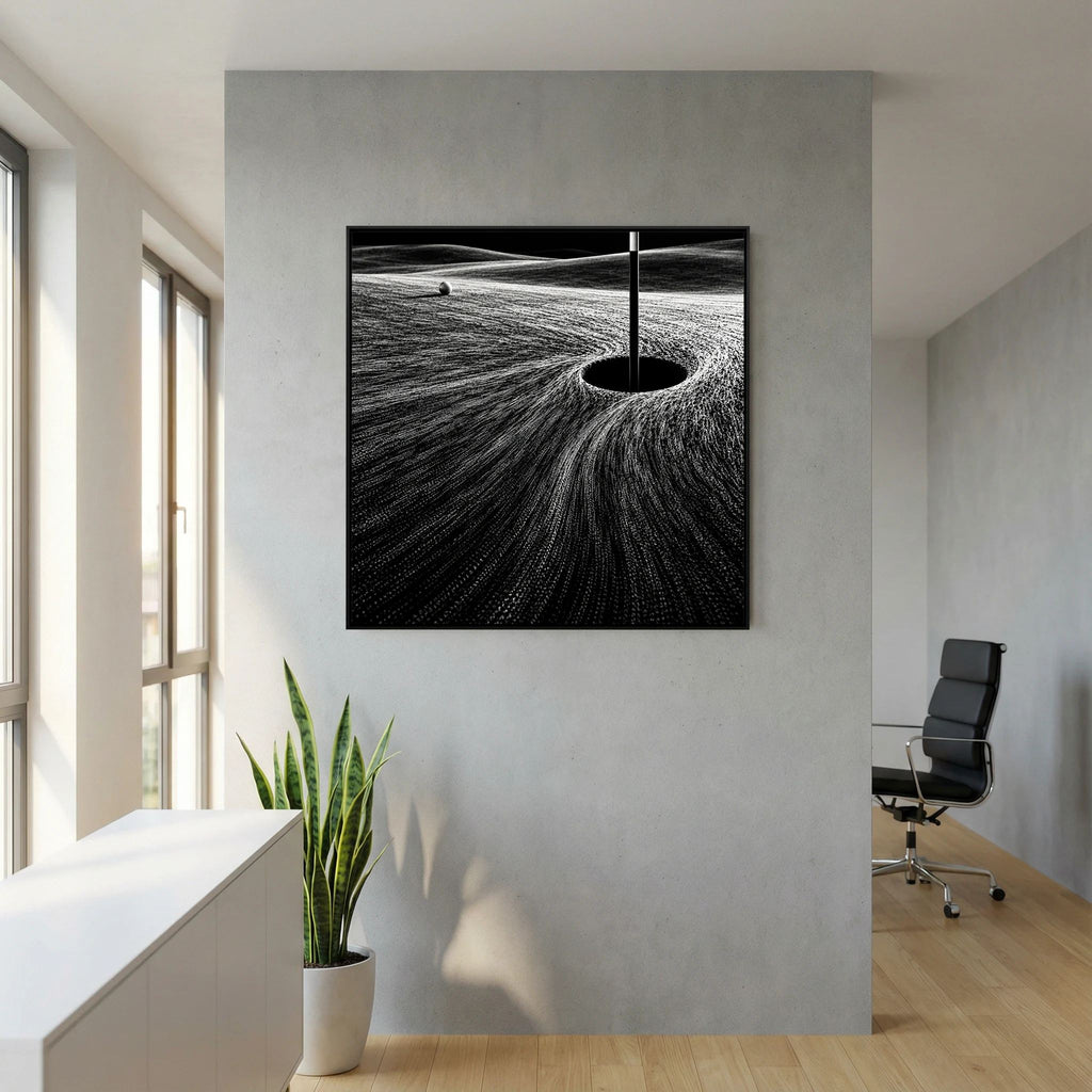 Black Green black and white golf art framed canvas in black frame