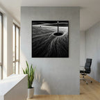 Black Green – arte golfistica in bianco e nero, tela con cornice nera