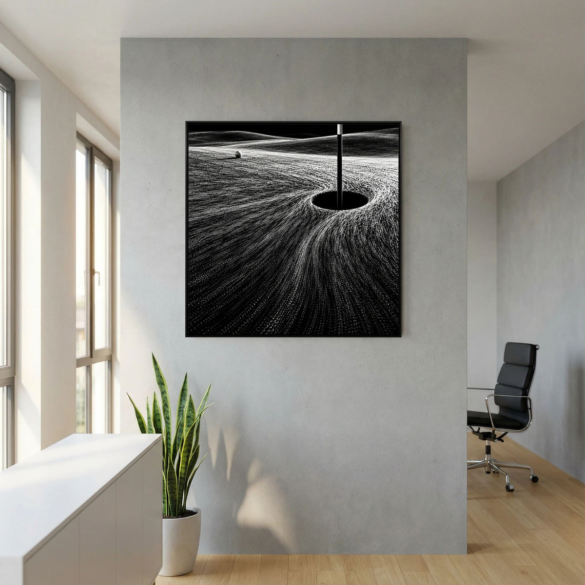 Black Green black and white golf art framed canvas in black frame