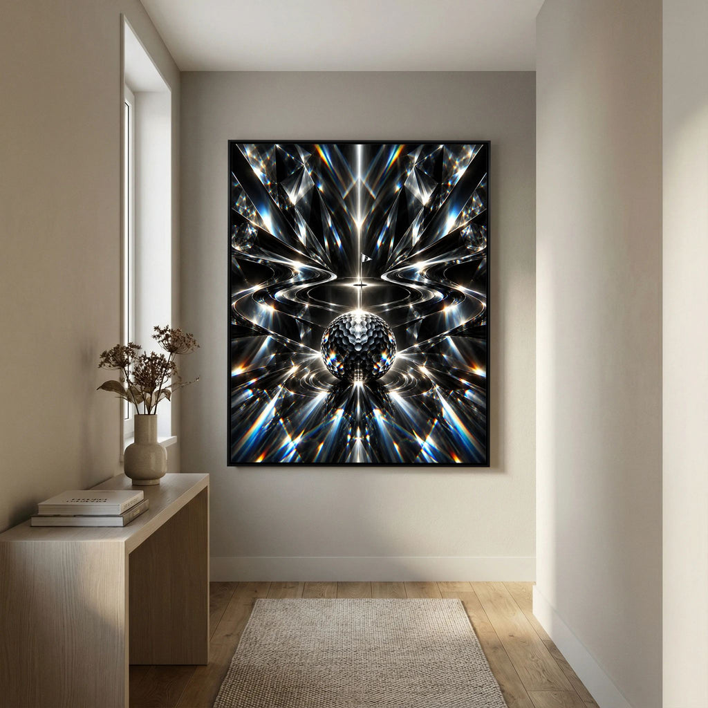 Crystal Links abstract golf wall art framed canvas in white frame