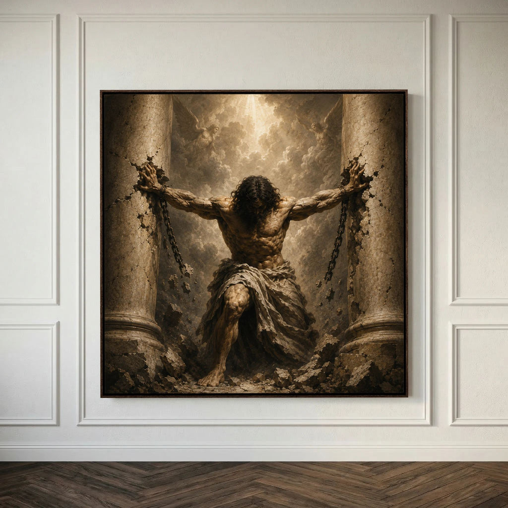 One Last Act – Samson Biblical Canvas Wall Art