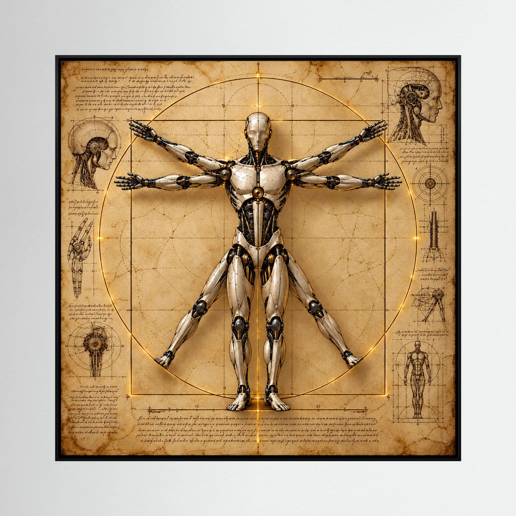 The Measure of Tomorrow — Quadro di robot ispirato a Da Vinci