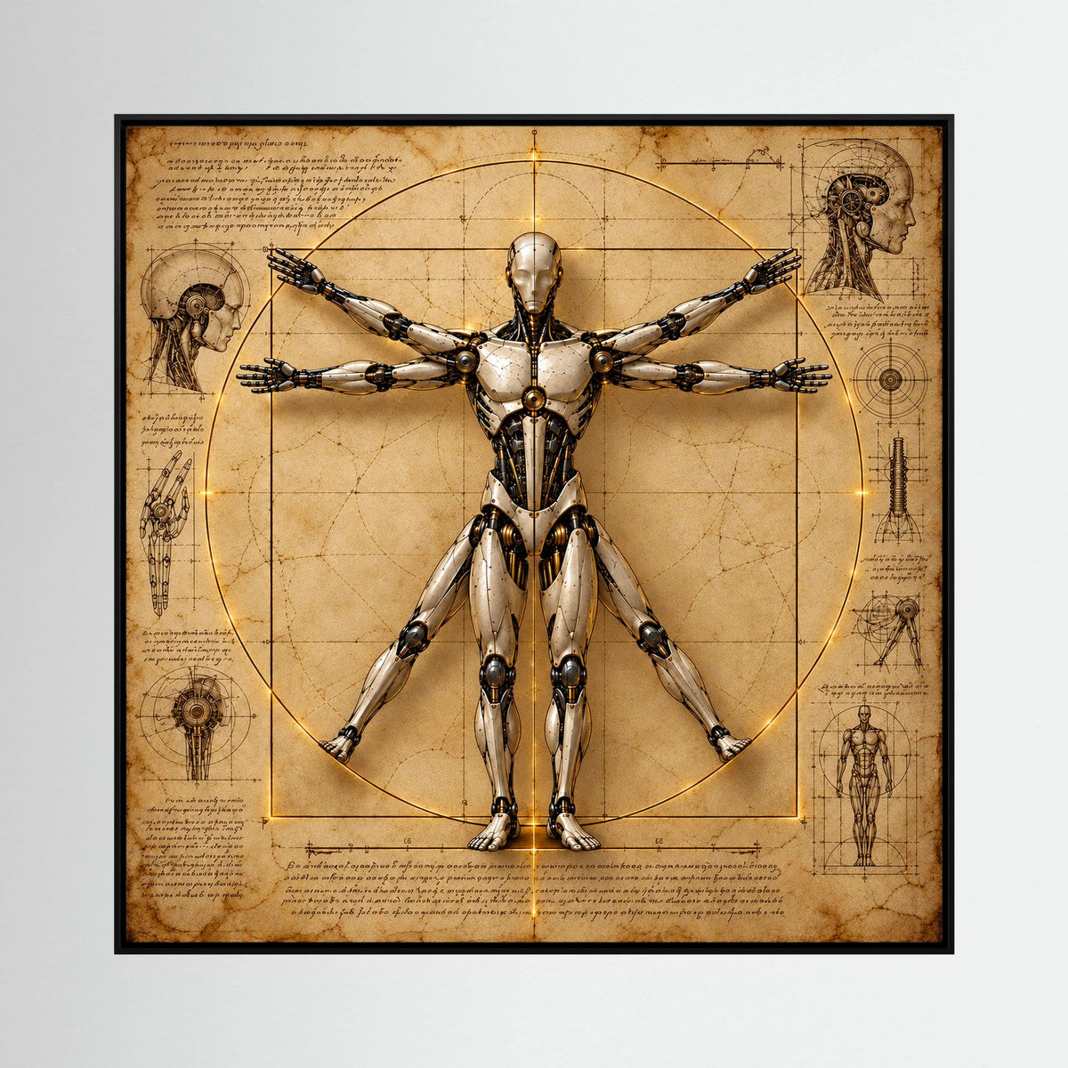 The Measure of Tomorrow — Quadro di robot ispirato a Da Vinci