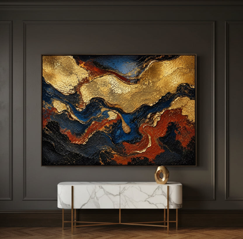Golden Continental Luxury Abstract Wall Art