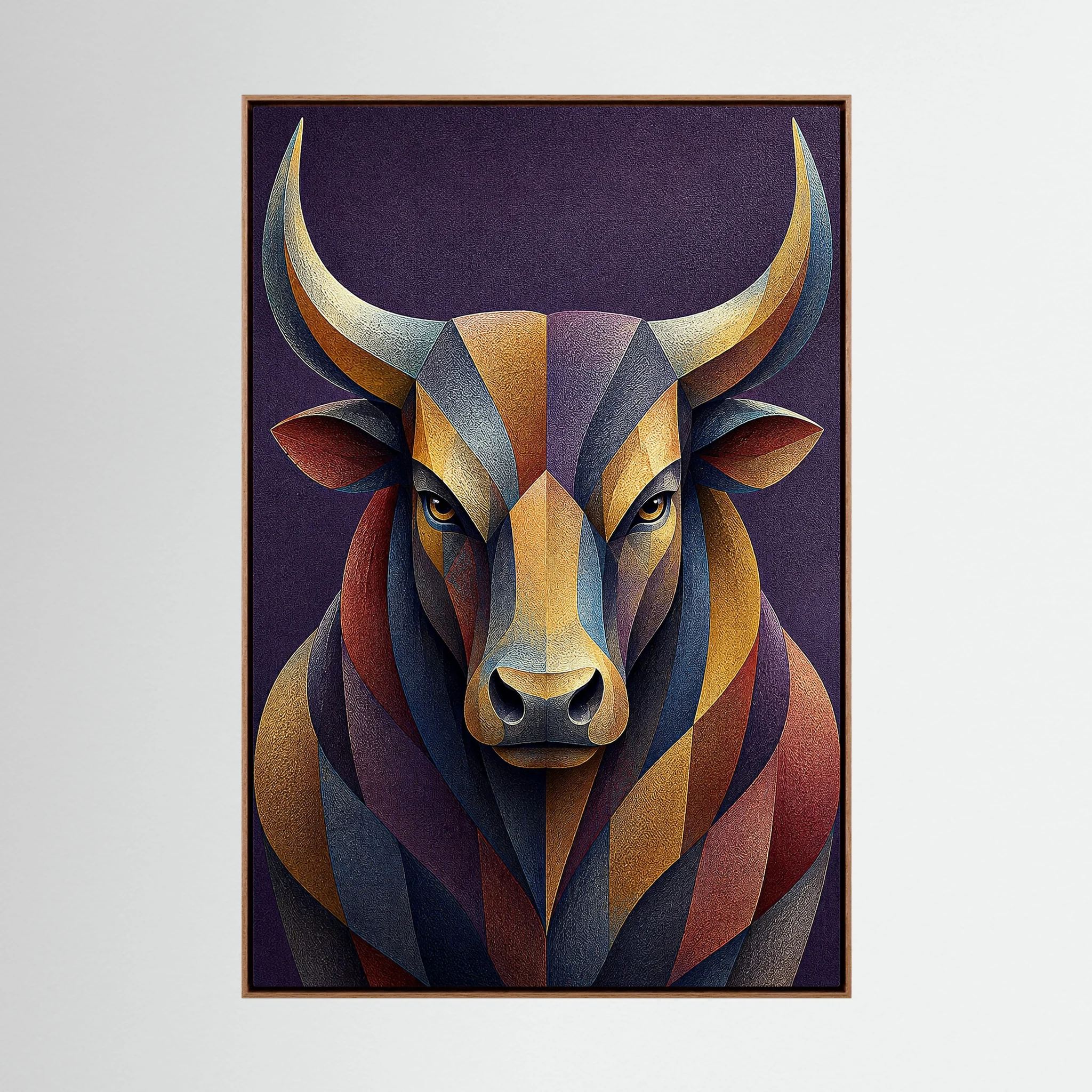 geometric mosaic bull portrait