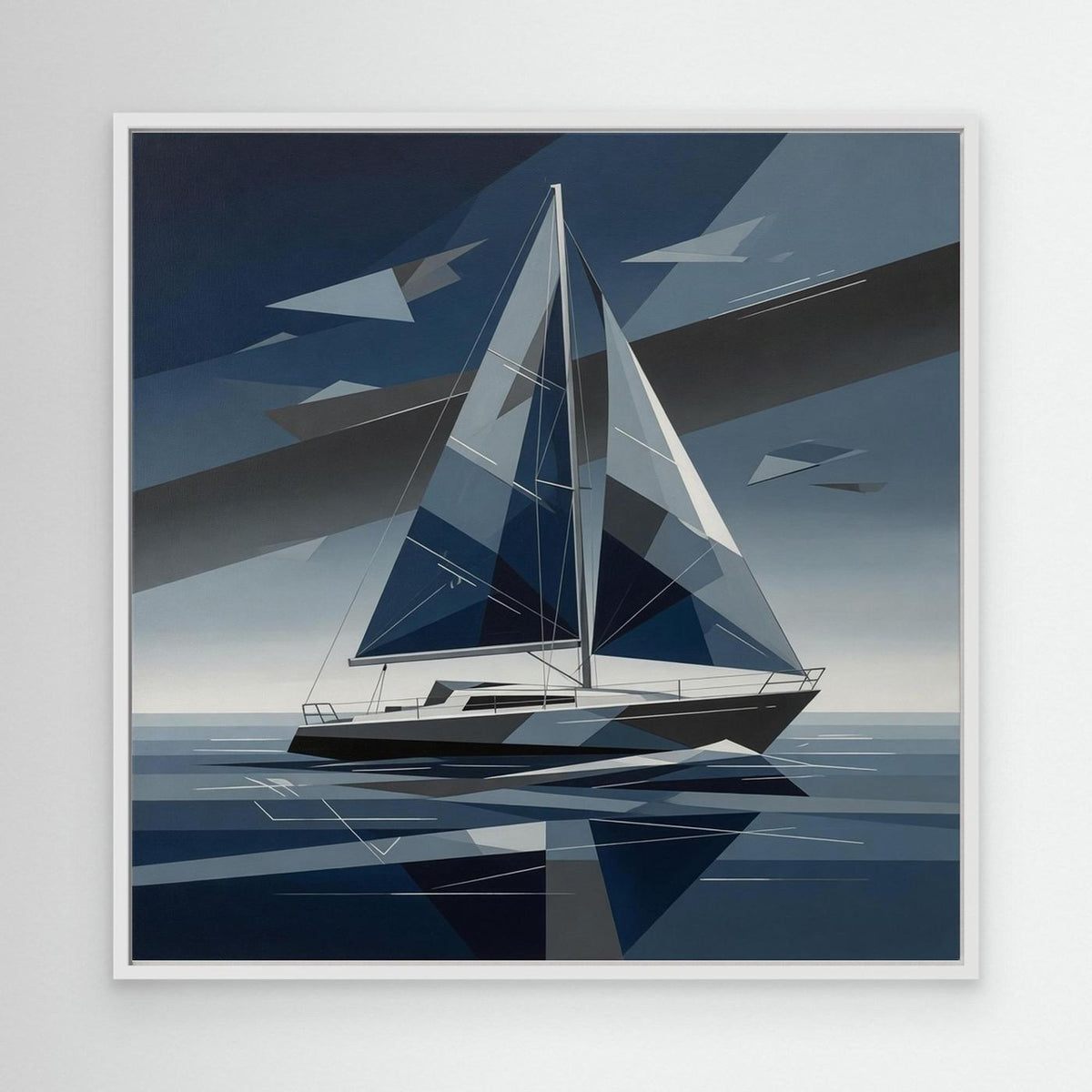 Silent Drift – Arte astratta geometrica di una barca a vela