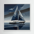 Silent Drift – Arte astratta geometrica di una barca a vela