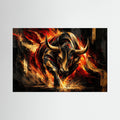 fiery abstract charging bull