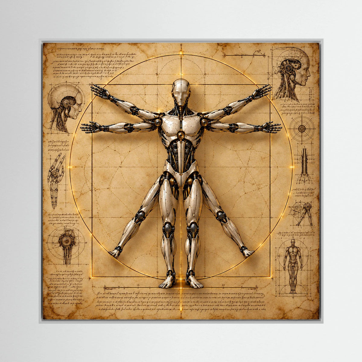 The Measure of Tomorrow — Quadro di robot ispirato a Da Vinci