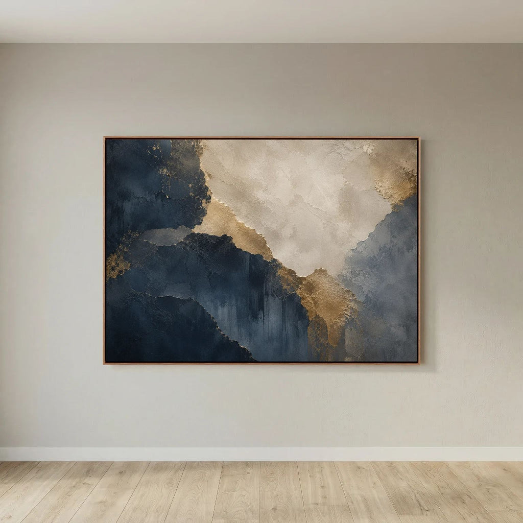 Sapphire Reign – Luxury Blue & Gold Abstract Wall Art | Mens Wall Co.