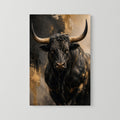 Golden-Horned Black Bull Portrait