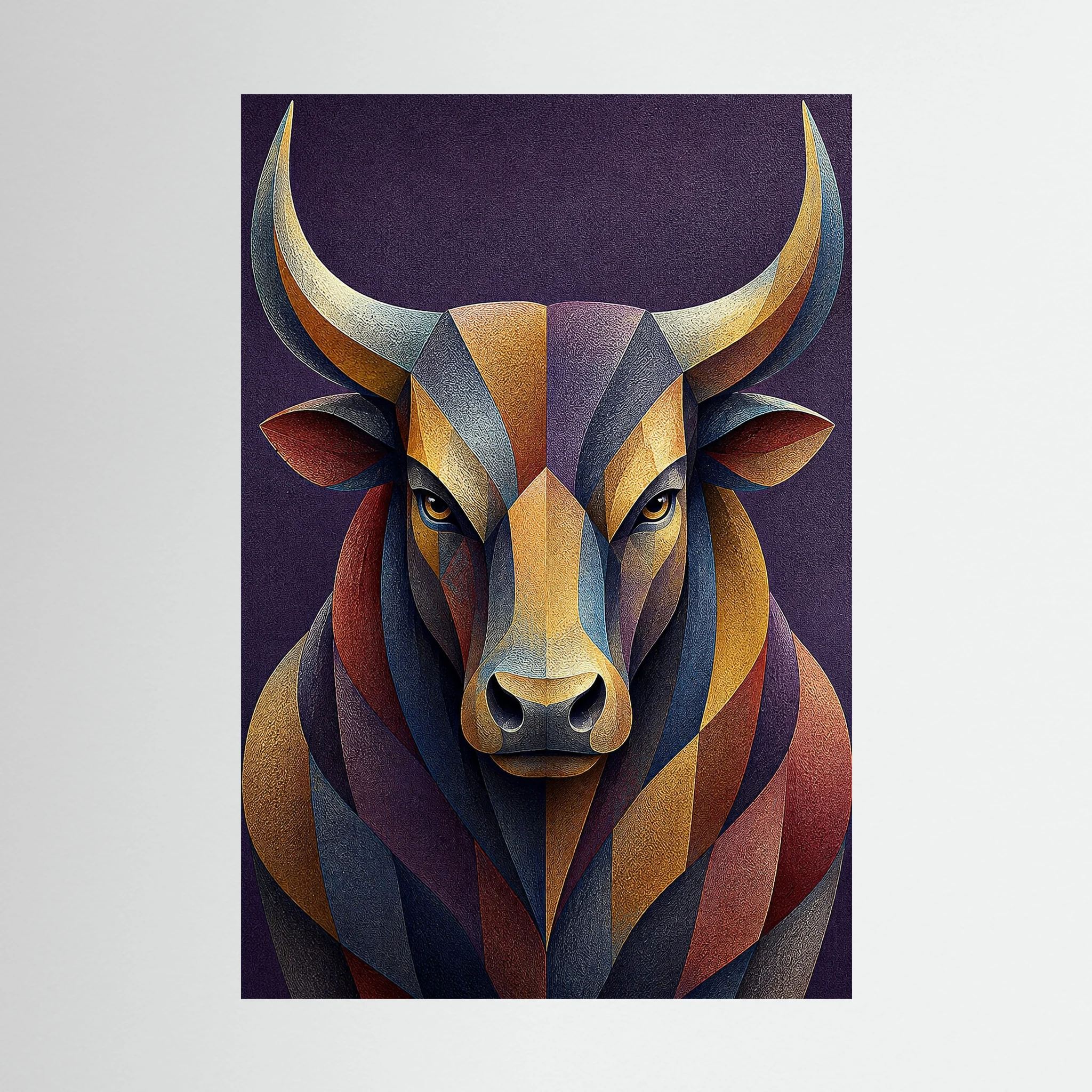 geometric mosaic bull portrait