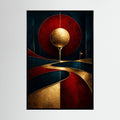Crimson Tee luxury golf art with a golden golf orb against deep crimson and black