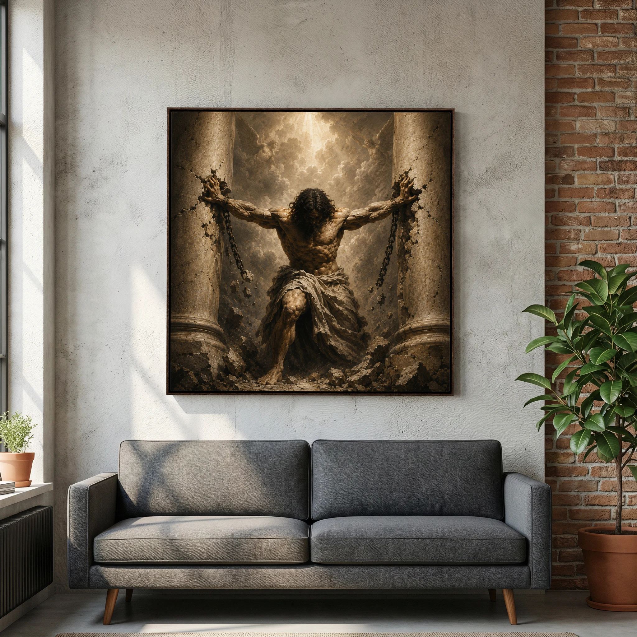 One Last Act – Samson Biblical Canvas Wall Art