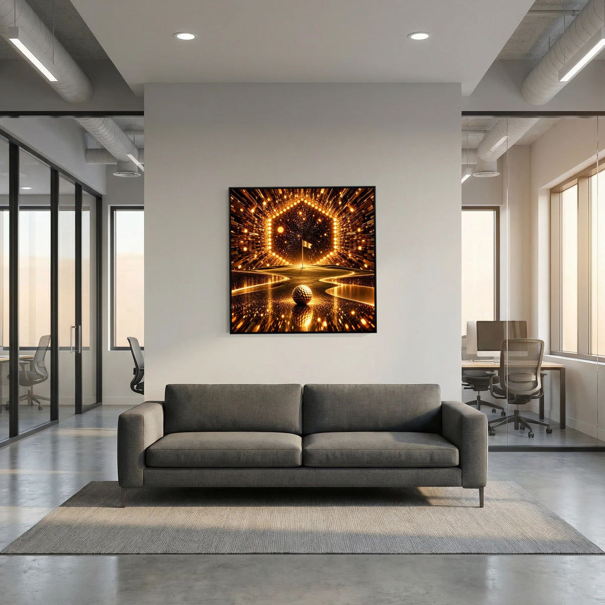 The Golden Passage contemporary golf art from the Mens Wall Co. golf collection