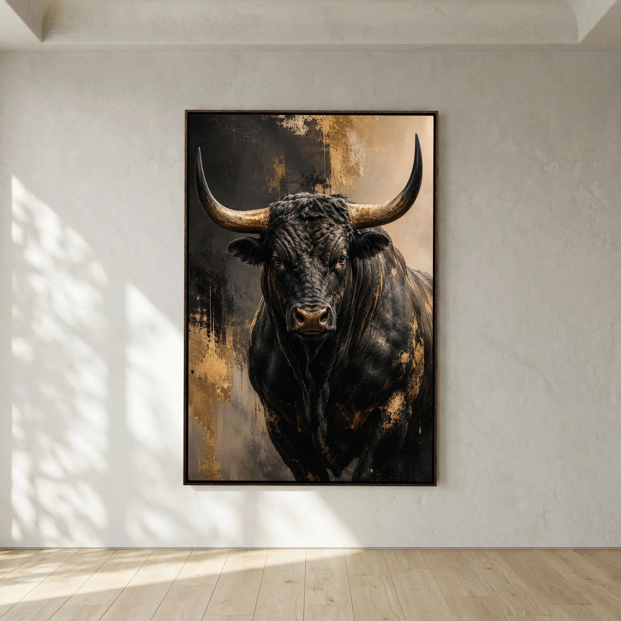 Golden-Horned Black Bull Portrait
