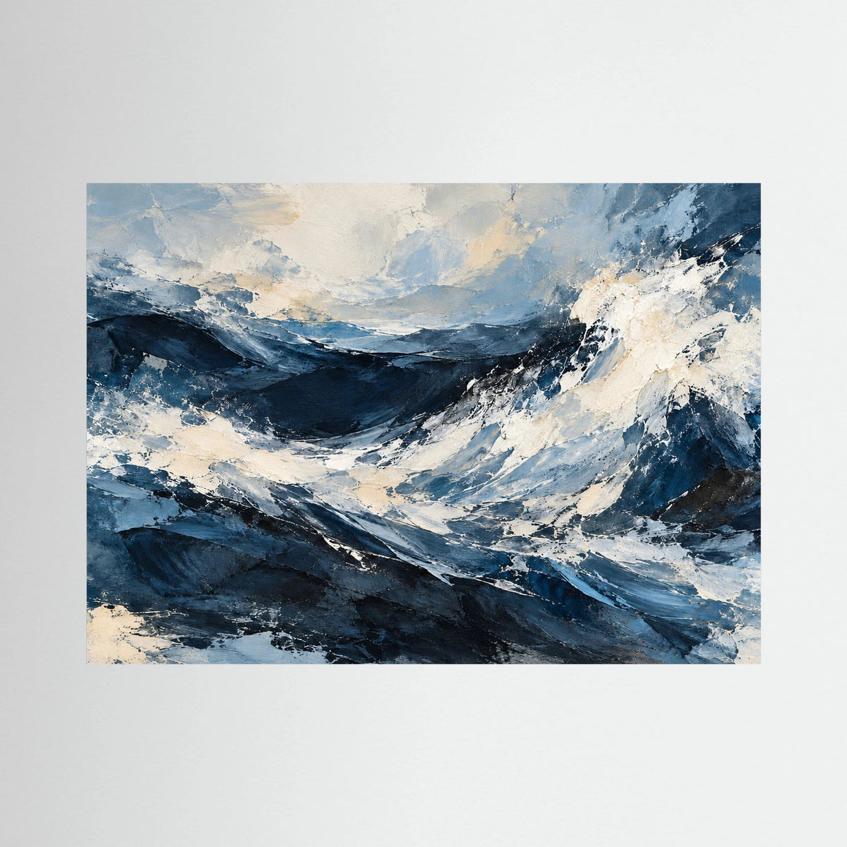 Abstract Ocean — Abstrakcyjne niebieskie fale z grzbietami w odcieniu kości słoniowej