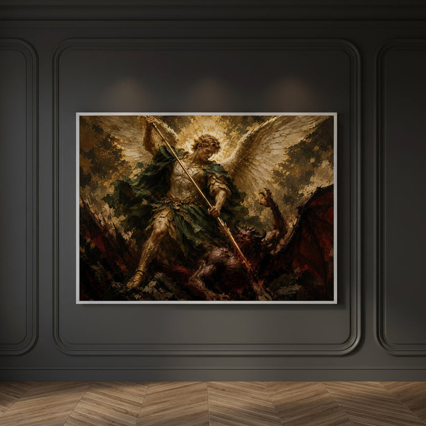 Cast Down – Archangel Michael Defeating Lucifer Painting Canvas