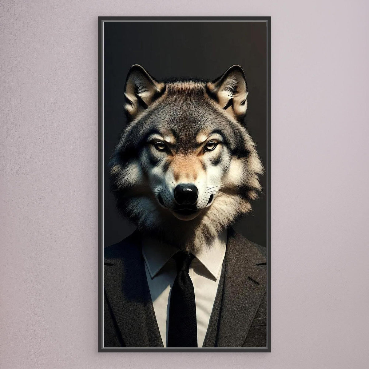 Alpha Executive – Quadro realistico di un lupo in abito