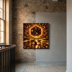 The Golden Passage – arte golfistica contemporanea, tela con cornice nera
