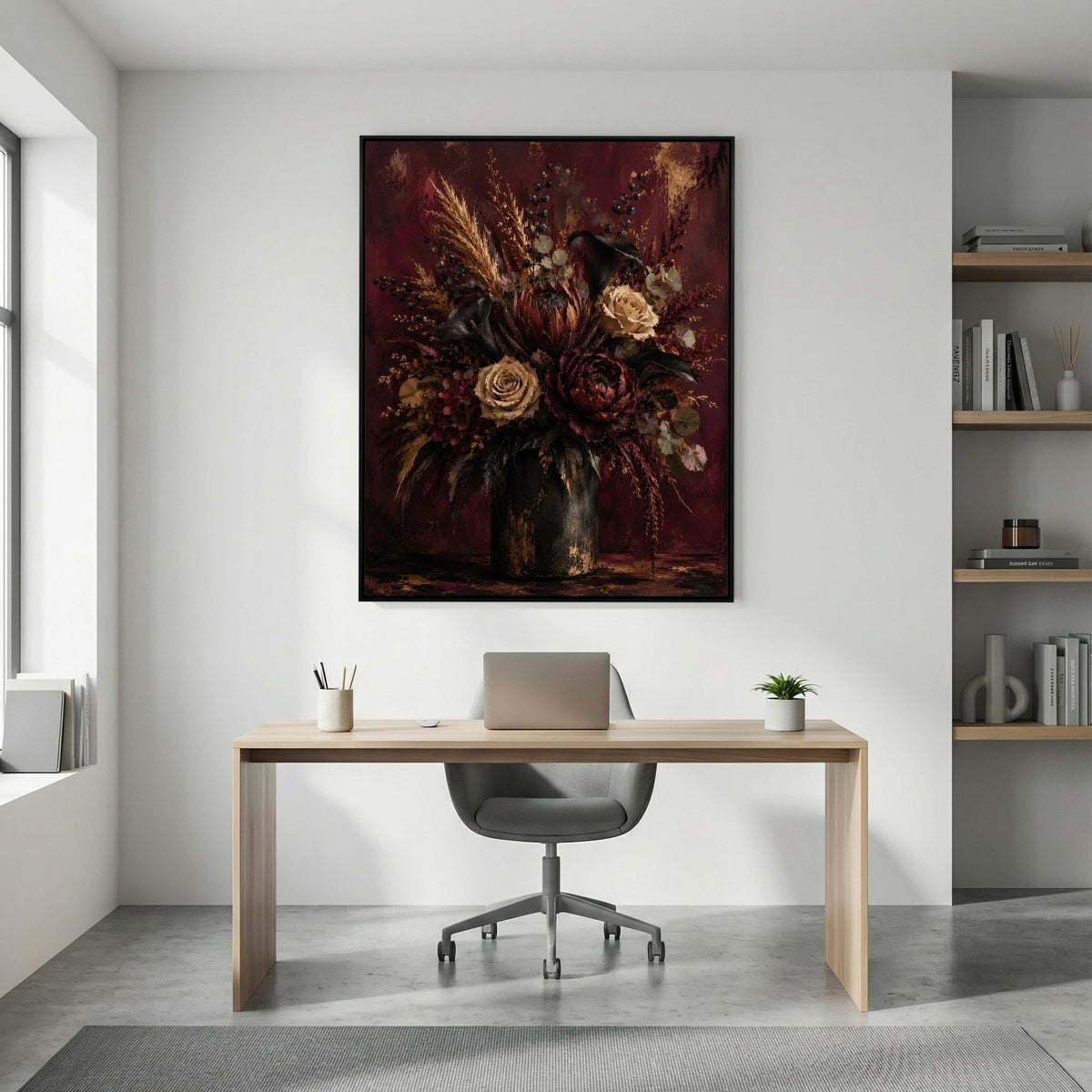 Well Deserved – Quadro floreale bordeaux