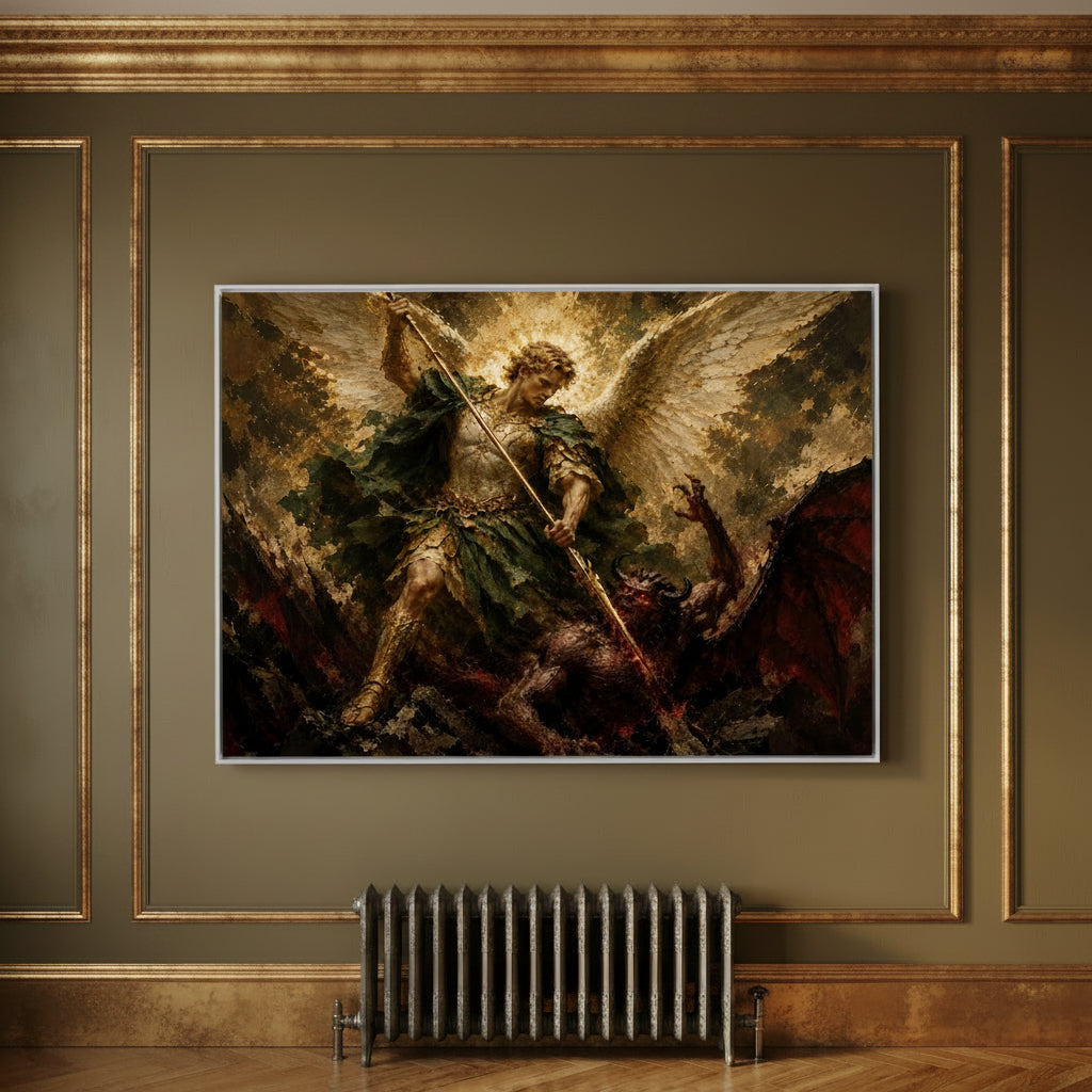 Cast Down – Archangel Michael Defeating Lucifer Painting Canvas