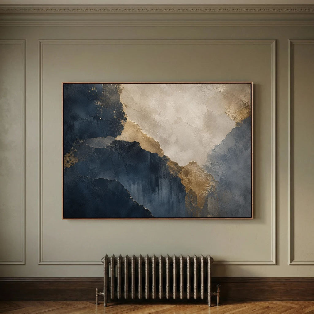 Sapphire Reign – Luxury Blue & Gold Abstract Wall Art | Mens Wall Co.